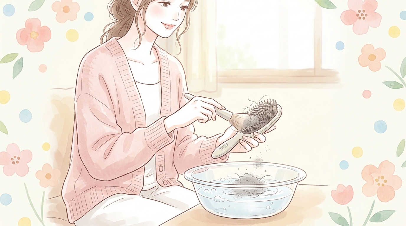 ブラシの根元に溜まるホコリや髪の毛をごっそり落とす！簡単お掃除の裏ワザ